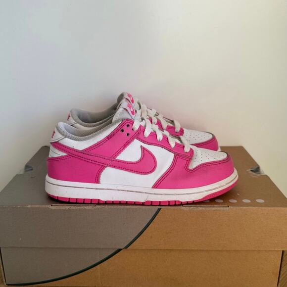 Nike Dunk Pink Fuchsia/White Kids Sneakers- SZ 2 Y - Picture 4 of 13